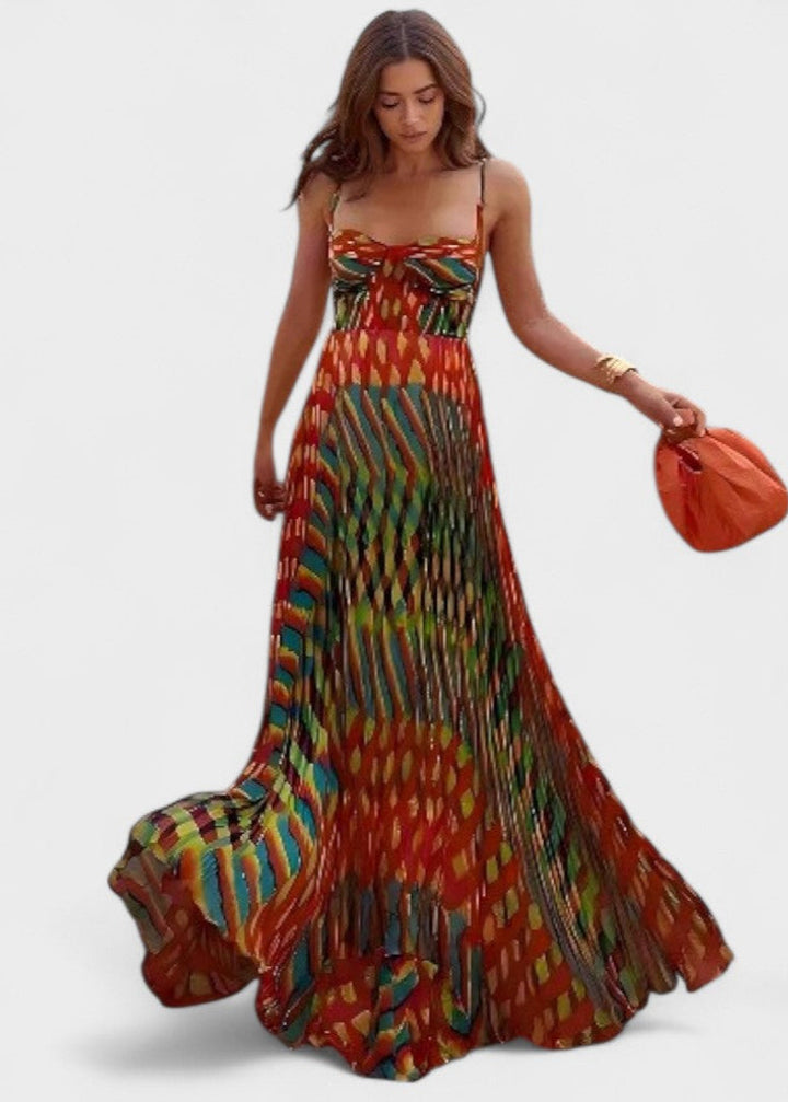 Patrycja - Sukienka Maxi w Abstrakcyjny Wzór