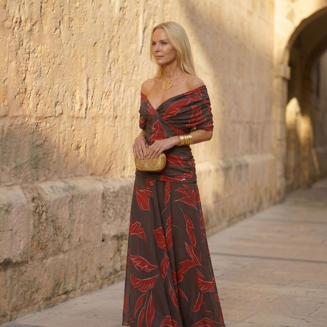 Poppy | Elegancka Sukienka z Motywem Liści