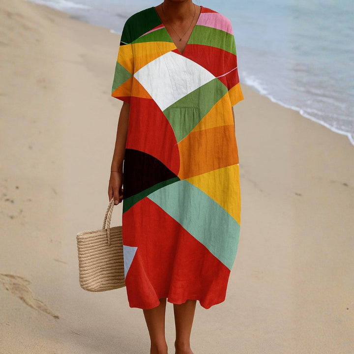 Izabela - Kolorowa Sukienka w Patchwork