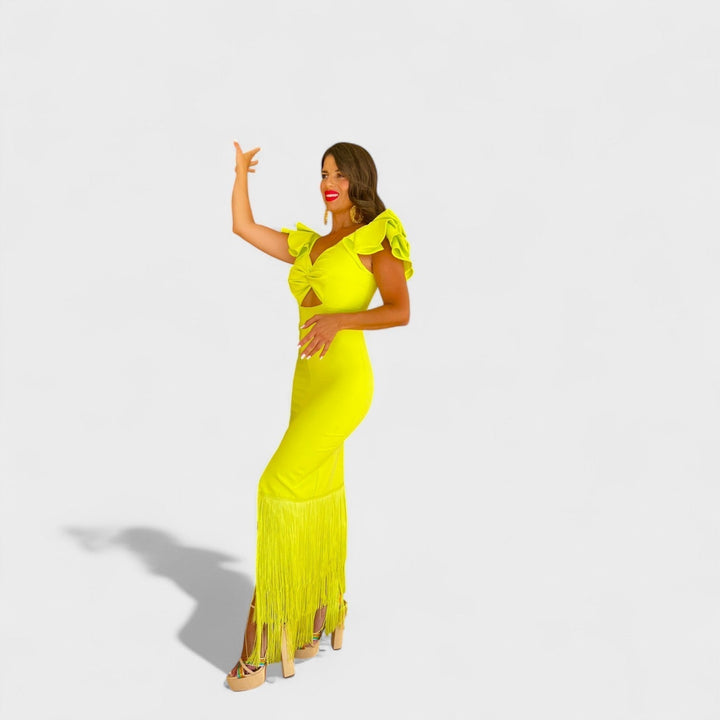 Kasia - Sukienka flamenco neonowa