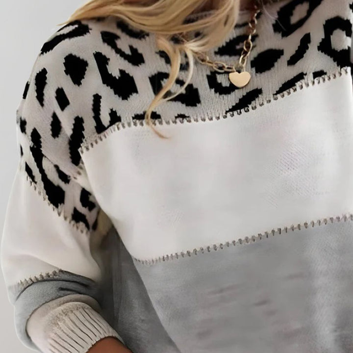 Diane | Sweter z Lampartowym Akcentem