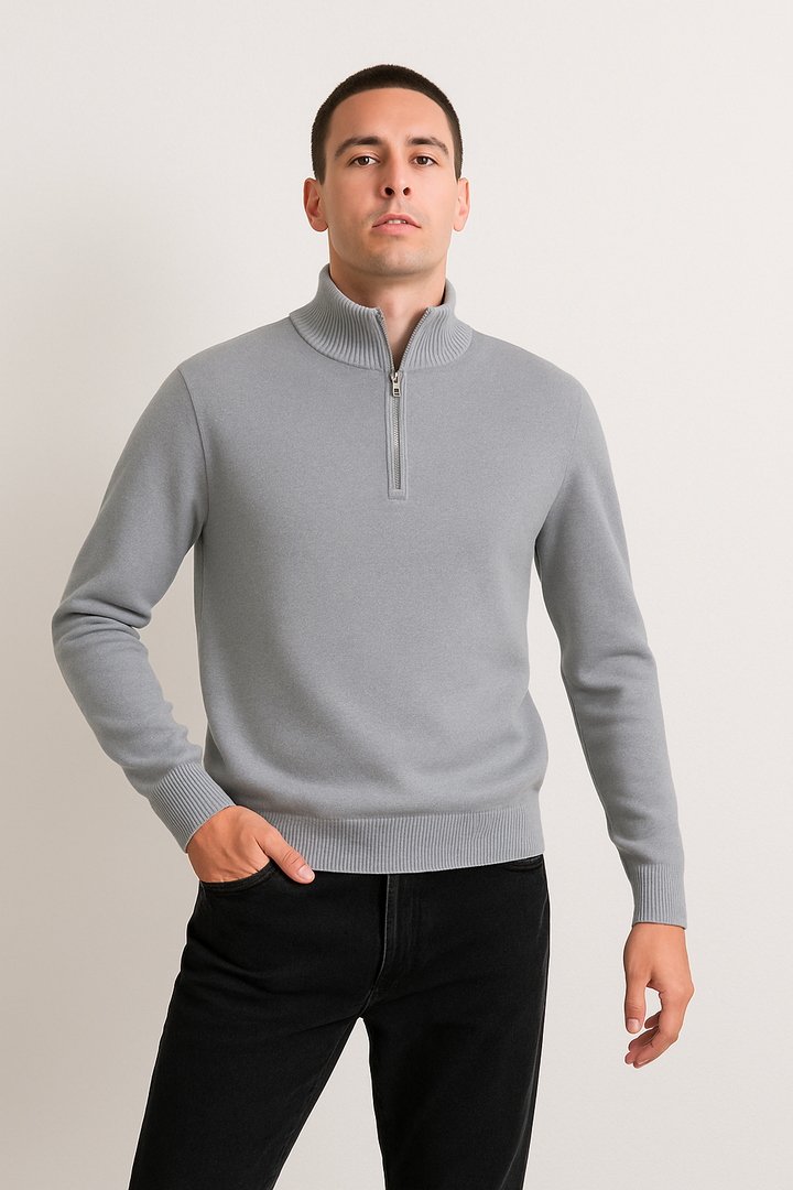 Sweter z dzianiny - Pół zamek