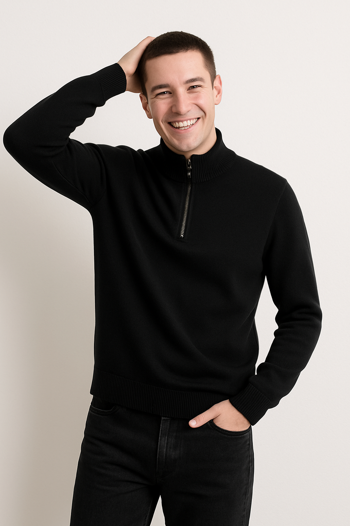 Sweter z dzianiny - Pół zamek