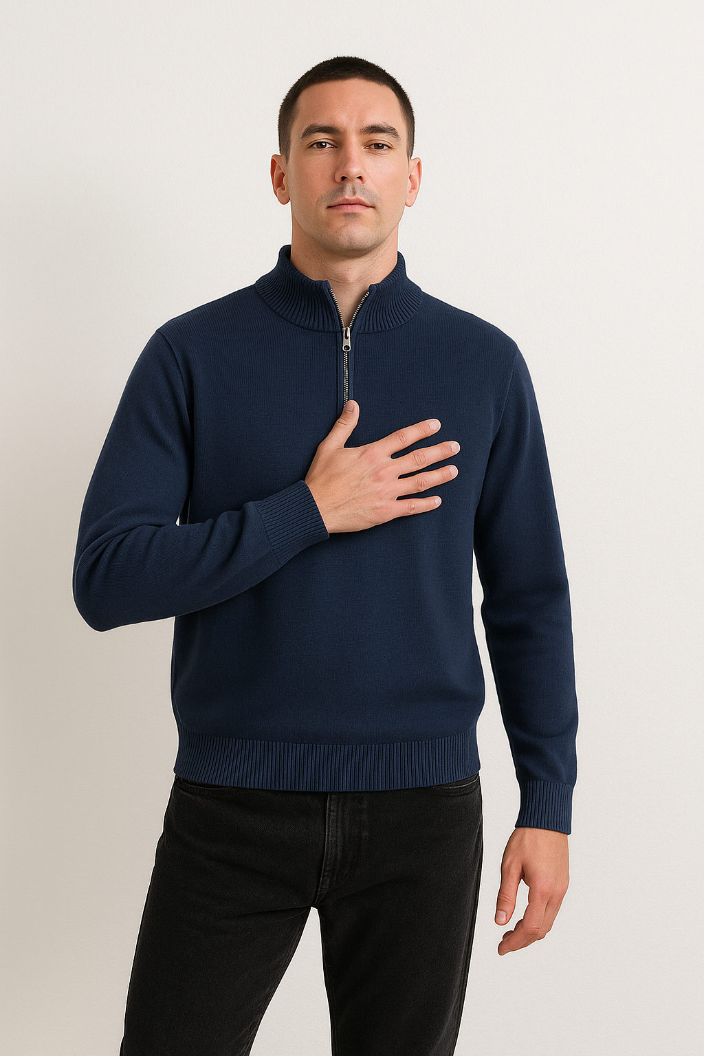 Sweter z dzianiny - Pół zamek