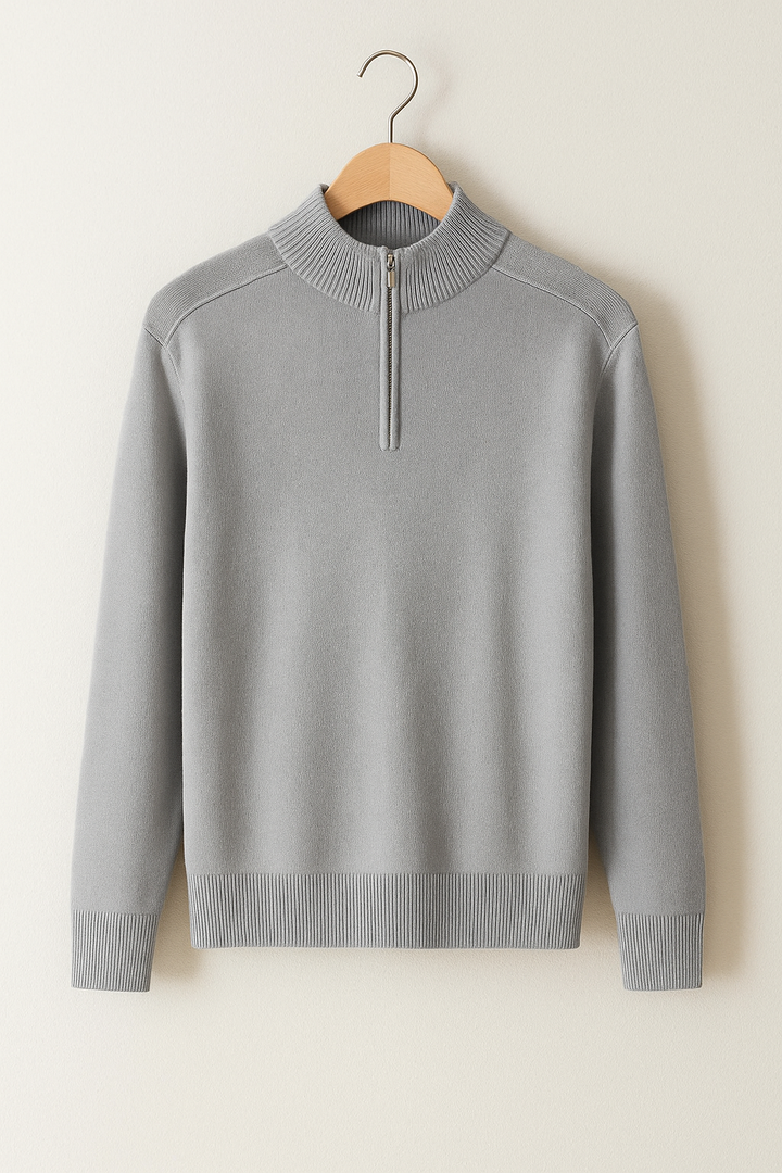 Sweter z dzianiny - Pół zamek