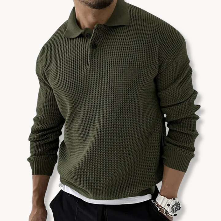 Waldek - Sweter Polo Waffle