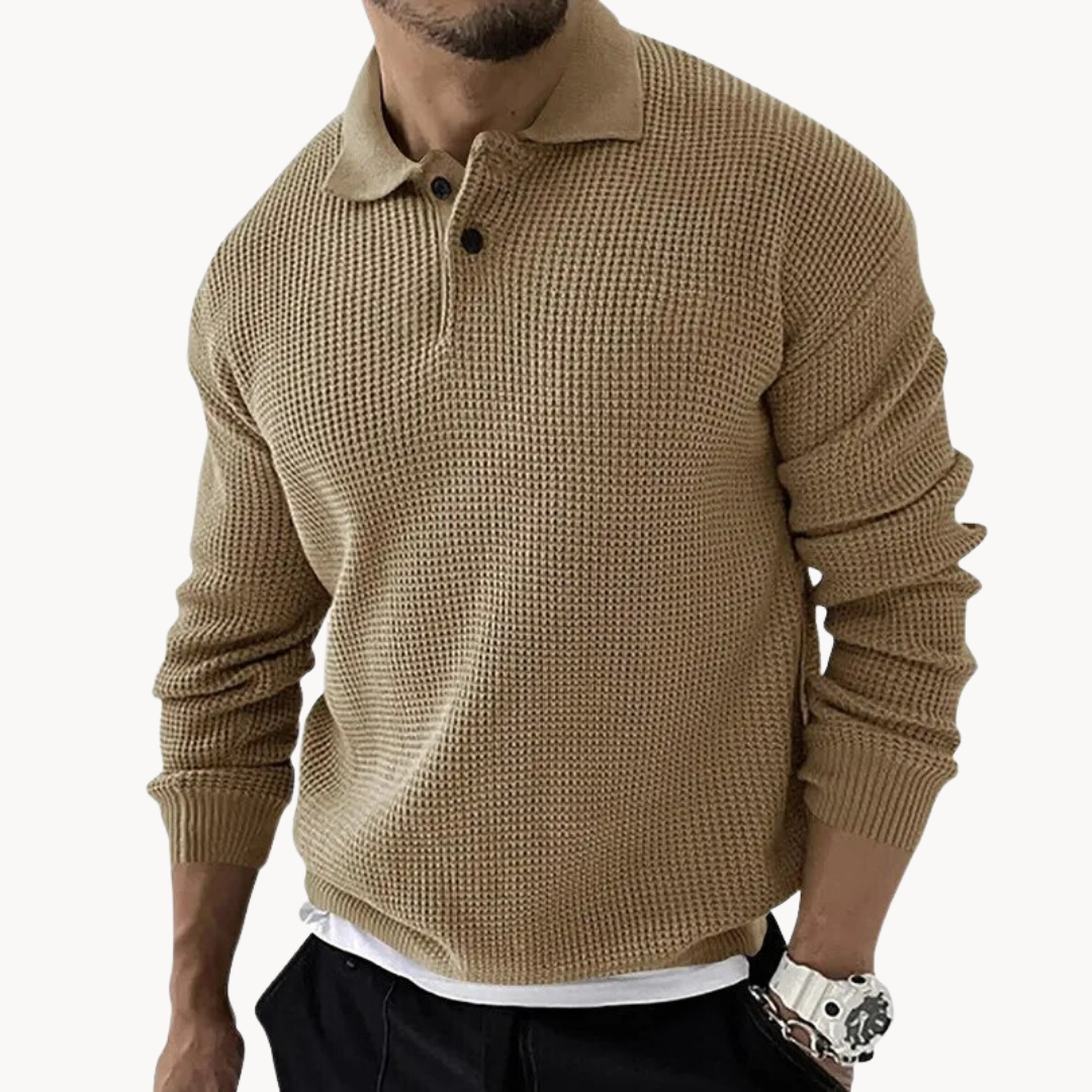 Waldek - Sweter Polo Waffle
