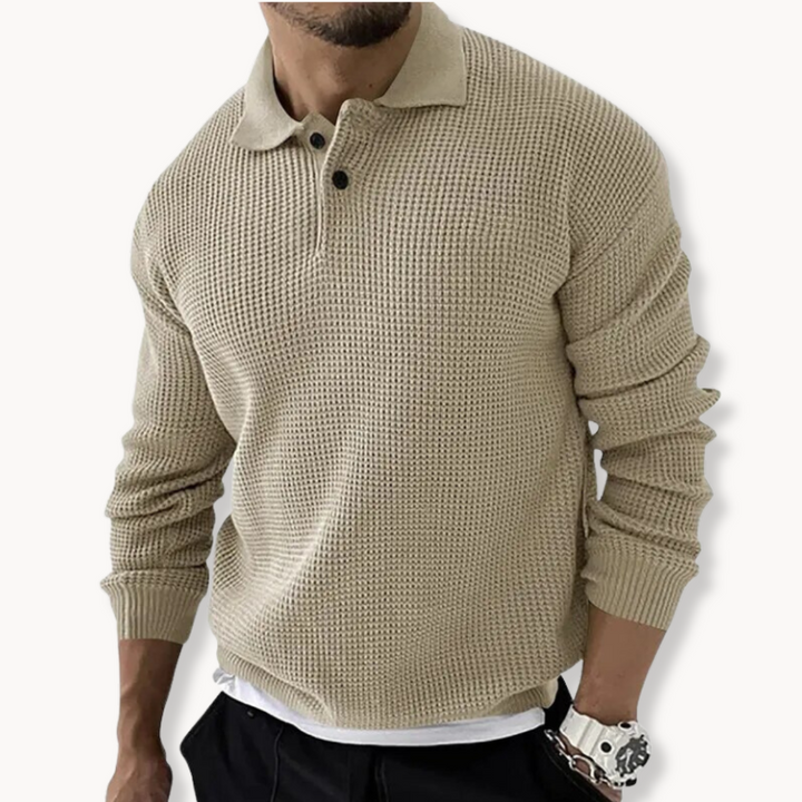 Waldek - Sweter Polo Waffle
