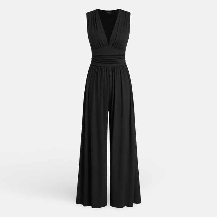 Patrycja - Elegancki Kombinezon Bez Rękawów z Szerokimi Nogawkami