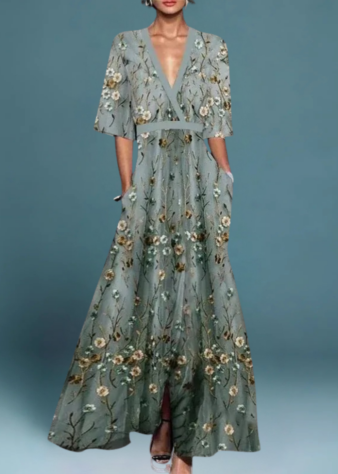Sandra - Elegancka sukienka maxi w kwiaty