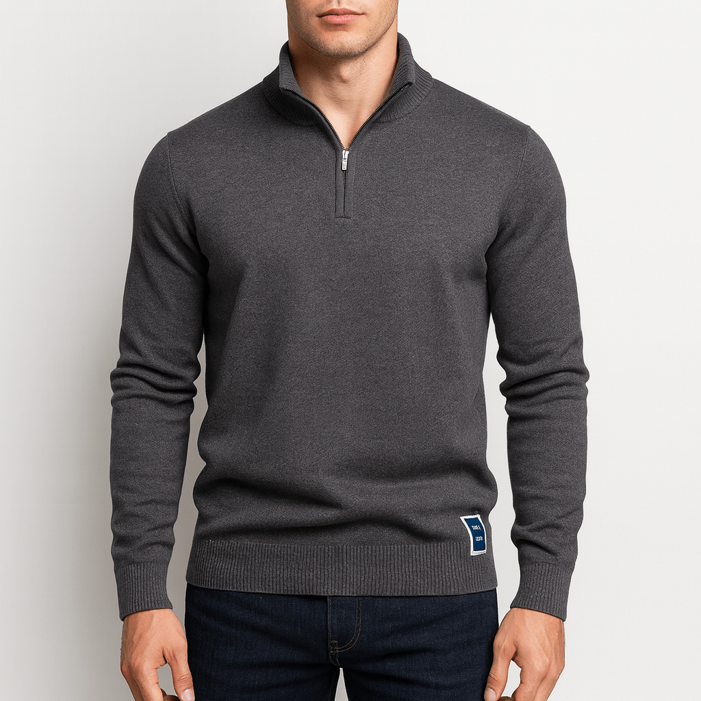 Sweter z zamkiem - Dopasowany fason