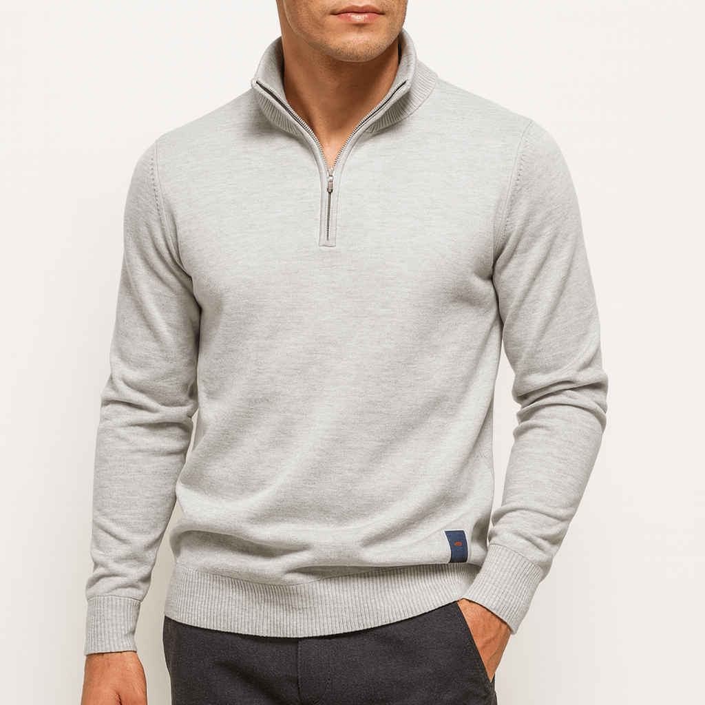 Sweter z zamkiem - Dopasowany fason