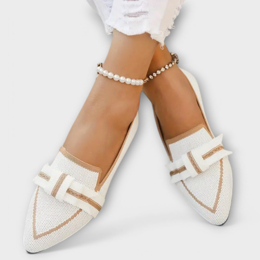 Damskie płaskie buty z designem węzła