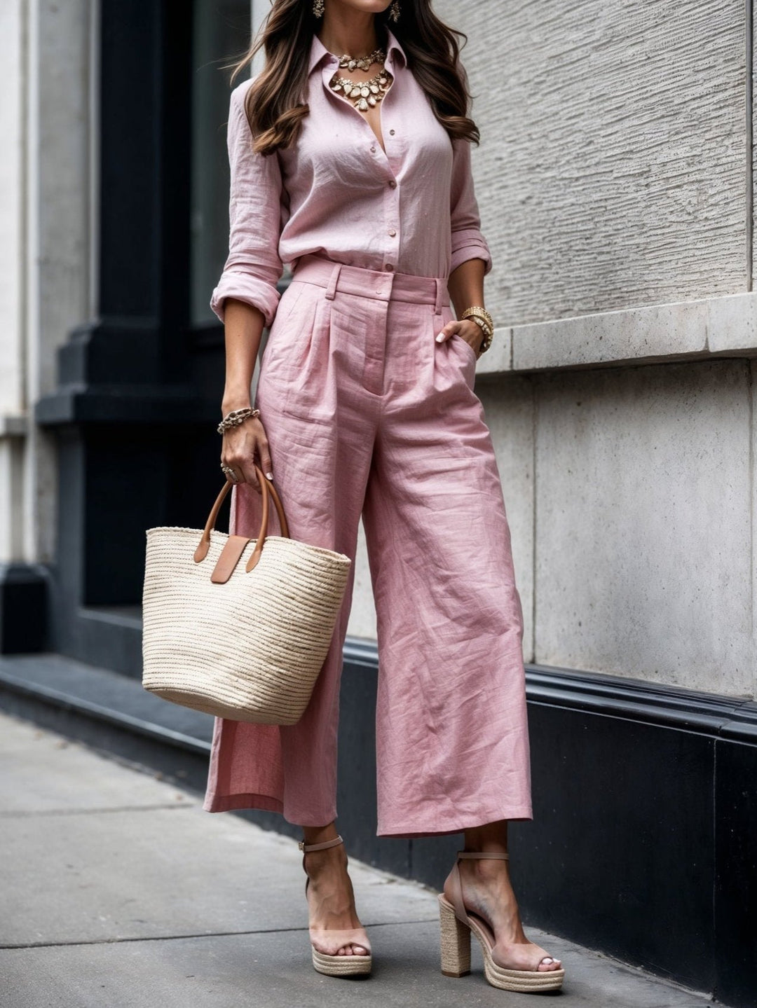 Sabina - Look Casual Chic Różowy