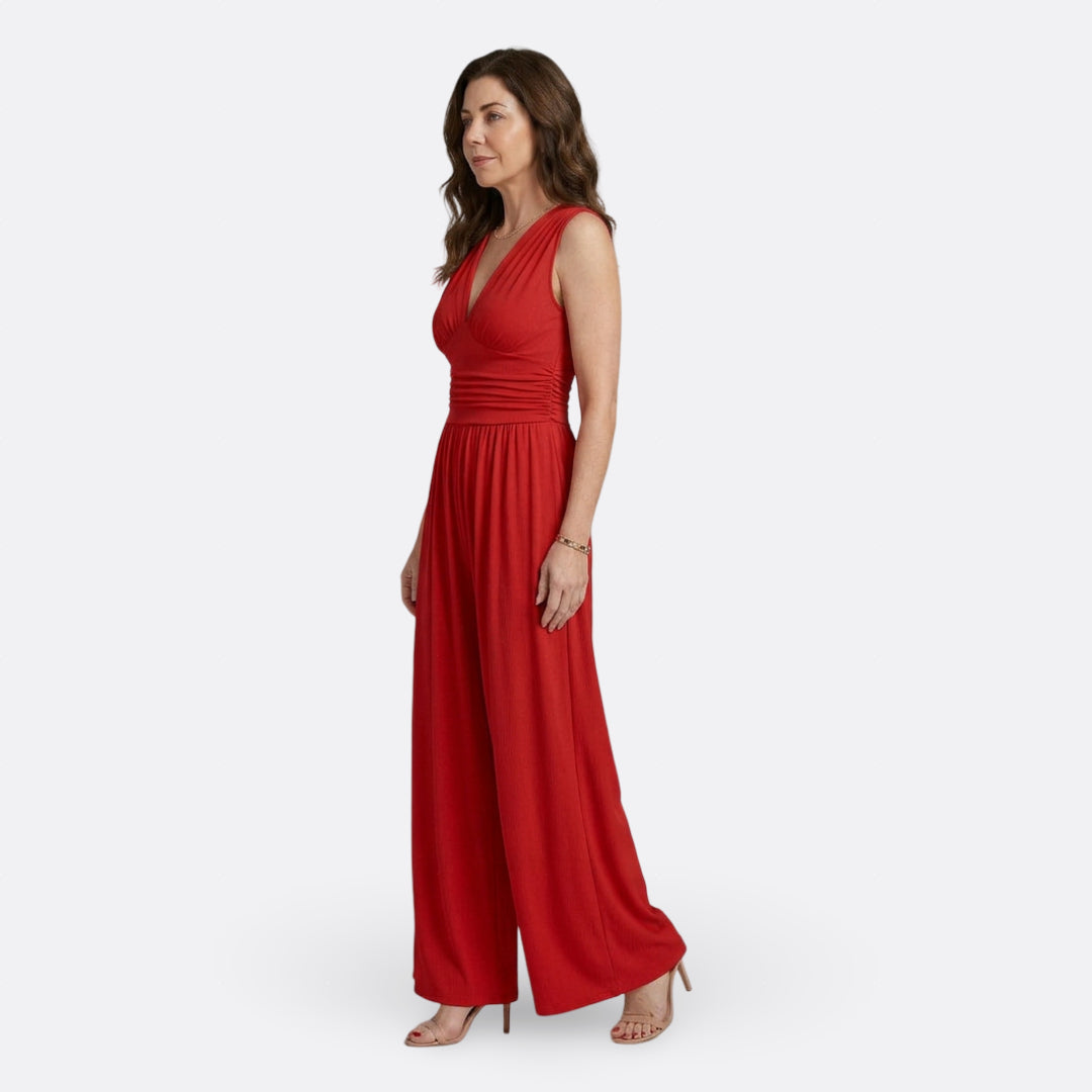 Patrycja - Elegancki Kombinezon Bez Rękawów z Szerokimi Nogawkami