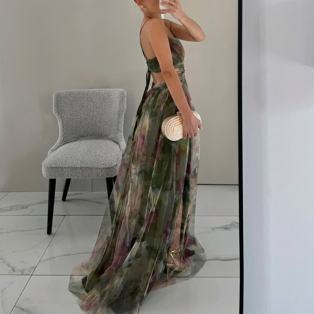 Katarzyna - Sukienka Maxi w Kwiatowy Wzór