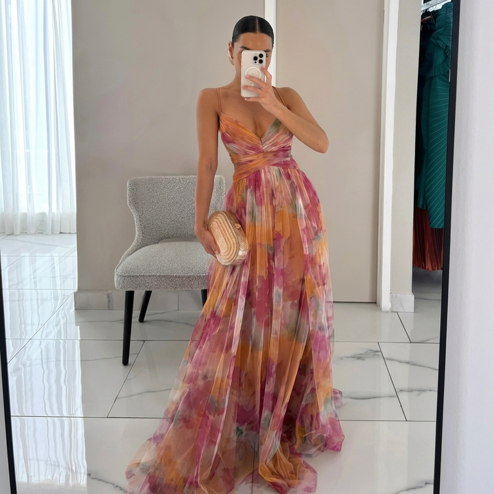 Katarzyna - Sukienka Maxi w Kwiatowy Wzór