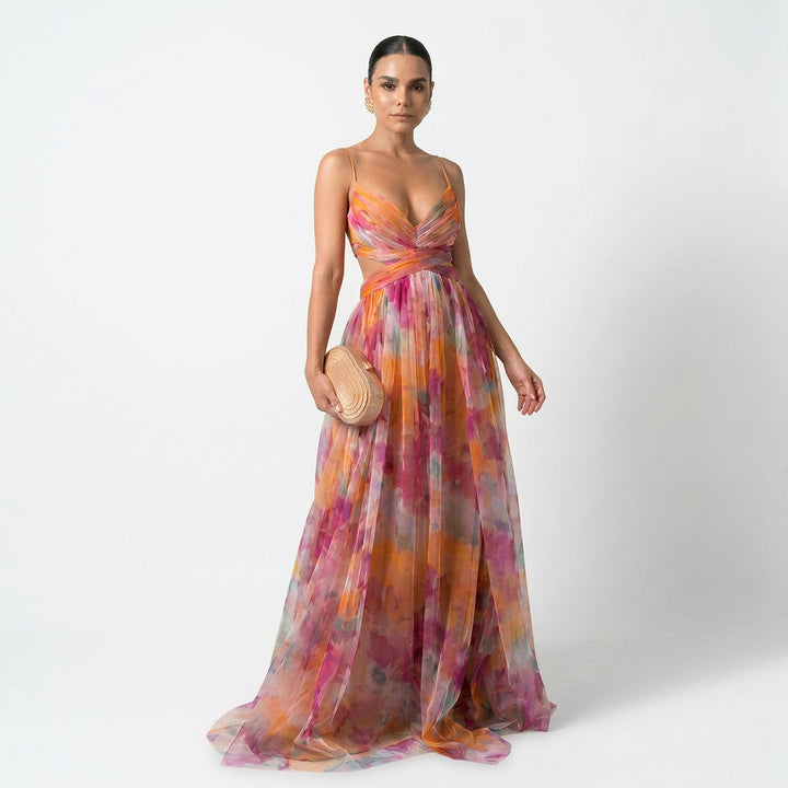 Katarzyna - Sukienka Maxi w Kwiatowy Wzór
