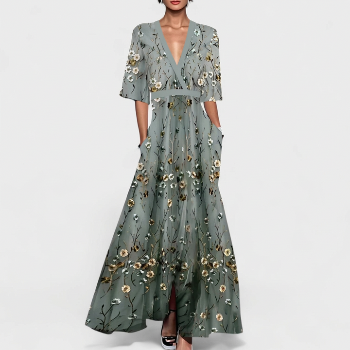 Sandra - Elegancka sukienka maxi w kwiaty