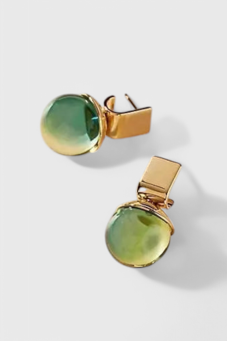 Vintage Gold Green Crystal Pendants