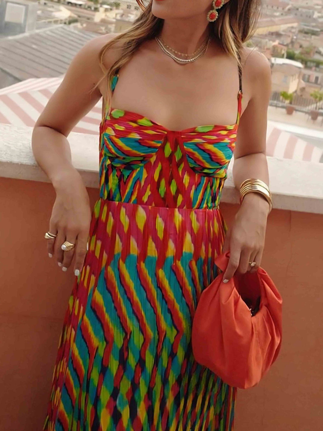 Patrycja - Sukienka Maxi w Abstrakcyjny Wzór